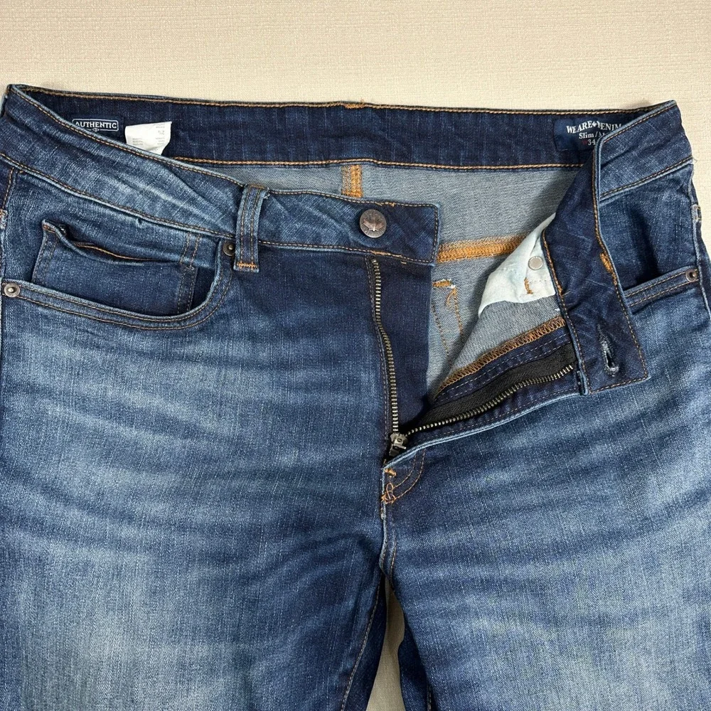Buffalo Slim Ash Jeans Mens 34x32 Blue Excellent Stretch Denim Medium Wash